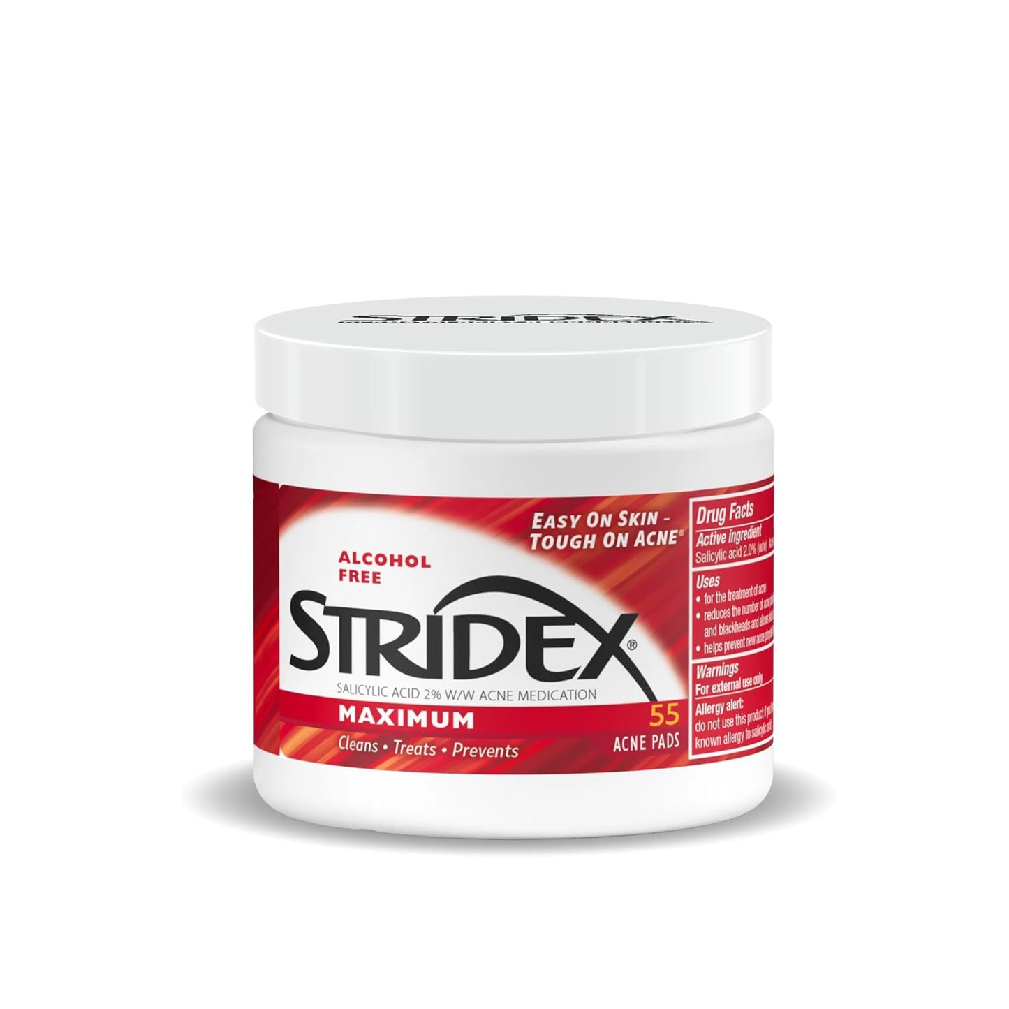 Stridex, Maximum Pads For Acne, 2% Salicylic Acid - 55 Pcs